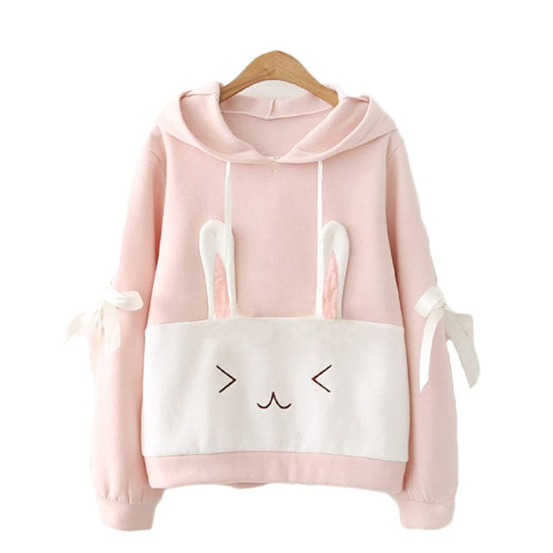 Girls Cute Bunny Sweatshirt Winter Long Sleeve Tops Hoodies