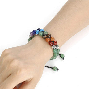 Bead Bracelet 7 Chakras Healing Crystals Bracelet Stone Beads Double Layer Bracelets-Green