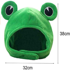 Plush Frog Hat Cap Frog Ears Costume Halloween Animal Hats Cosplay Party Costume Accessories for Kids Adults -Green