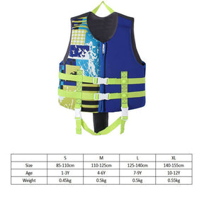 Kids Swim Vest Life Jacket Flotation Aid with Adjustable Safety Strap Age 1-12 Years-Printed Blue