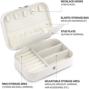 Small Jewelry Box Necklace Ring Double Layer Storage Bag Travel Organizer -Black