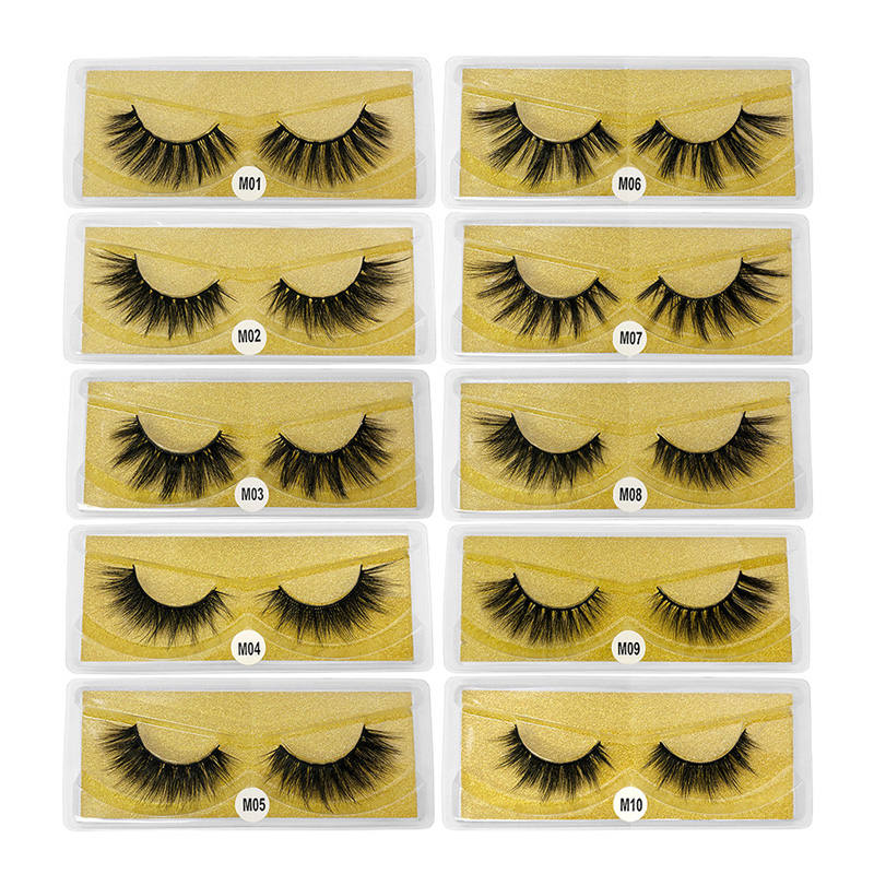 Eyelashes Faux 3D Makeup Cilios Thick Mink Natural False Lashes-Gold
