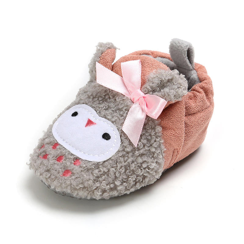 Infant Baby Boys Girls Slippers Non Slips Bottom Winter Booties House Shoes-OwlGrey