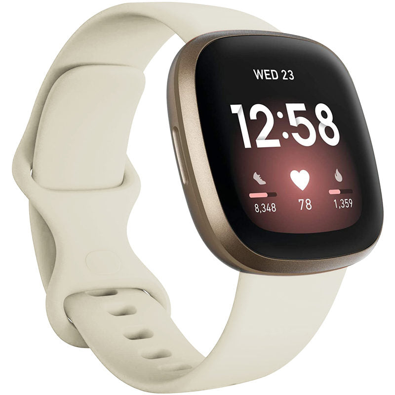 Soft Silicone Sport Replacement Strap For Fitbit Versa 3/Fitbit Sense Small Large-IvoryWhite