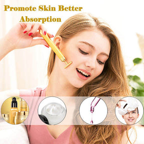 2 in 1 Electric Face Massager Roller Kit Eye Nose Facial Roller Massage Tool-Gold