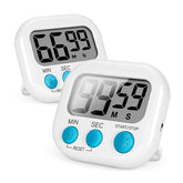 2 Packs Small Kitchen Timer Magnetic Digital Minute Second Timers-White