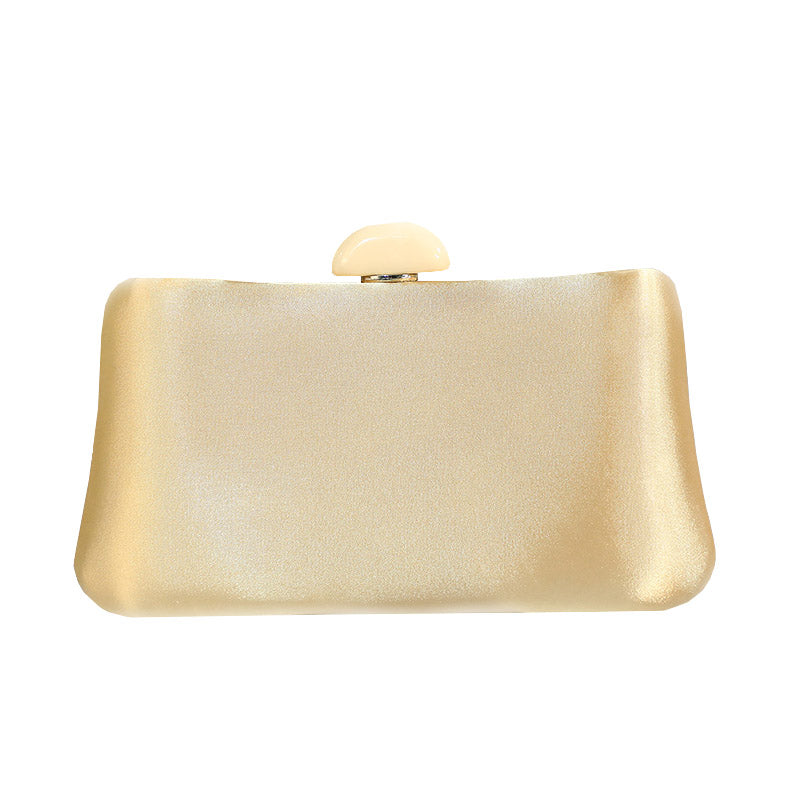Womens Simple Solid Color Handbag Square Bag with Chain-Gold