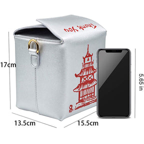 Fashion Crossbody Bag Chinese Takeout Box Style Clutch Bag for Girl-Silver