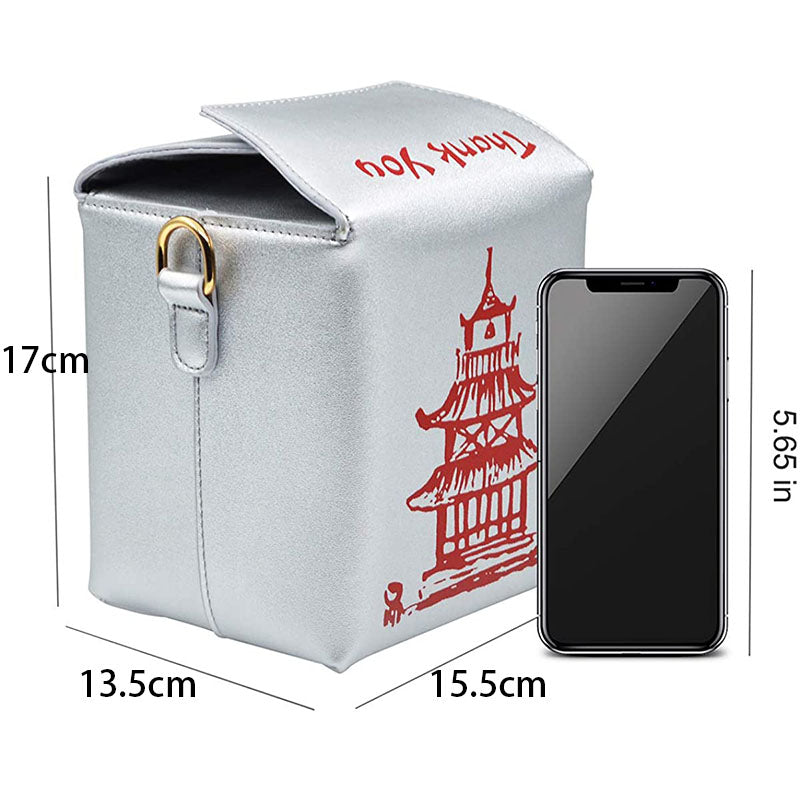 Fashion Crossbody Bag Chinese Takeout Box Style Clutch Bag for Girl-Silver