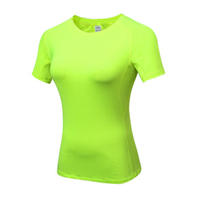 Adore Women Pro Short Sleeve T-Shirt Tight Elasticity Perspiration Quick Drying Yoga Tops For Training Running Fitness 2013-Green