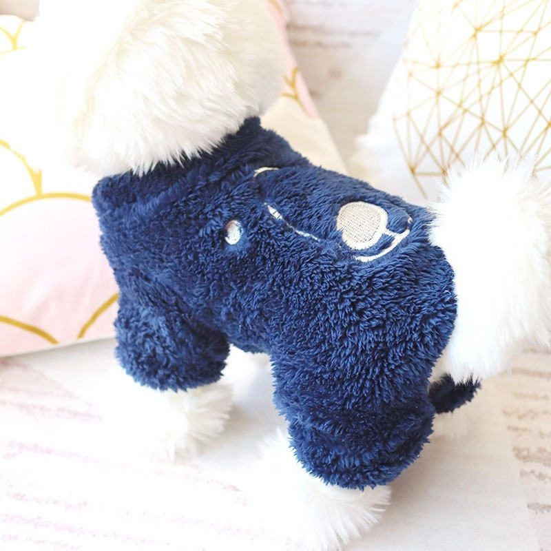 Cute Puppy Pajamas Plush Koalas Printed 4 Leg Onesie for Small Dog-Blue