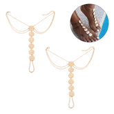 2Pcs Summer Beach Coin Anklets Foot Accessories for Women