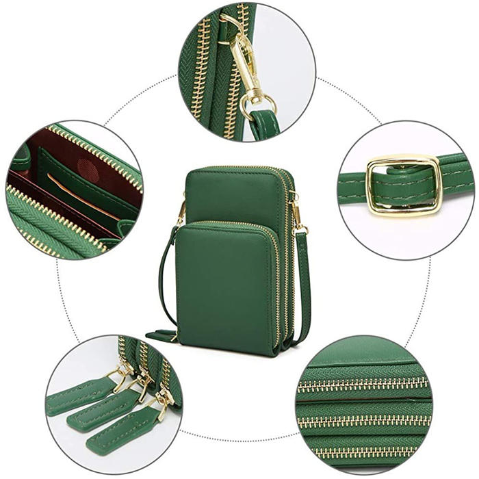 Crossbody Phone Bag for Women Small Shoulder Bag Cell Phone Wallet Purses and Handbags with 14 Credit Card Slots-Darkgreen