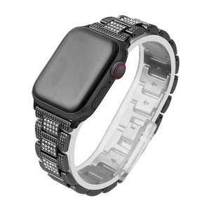 SPZ Stainless Steel Watch Band Adjustable Wristbands for Apple IWatch Series SE/1/2/3/4/5/6 For Women-Black