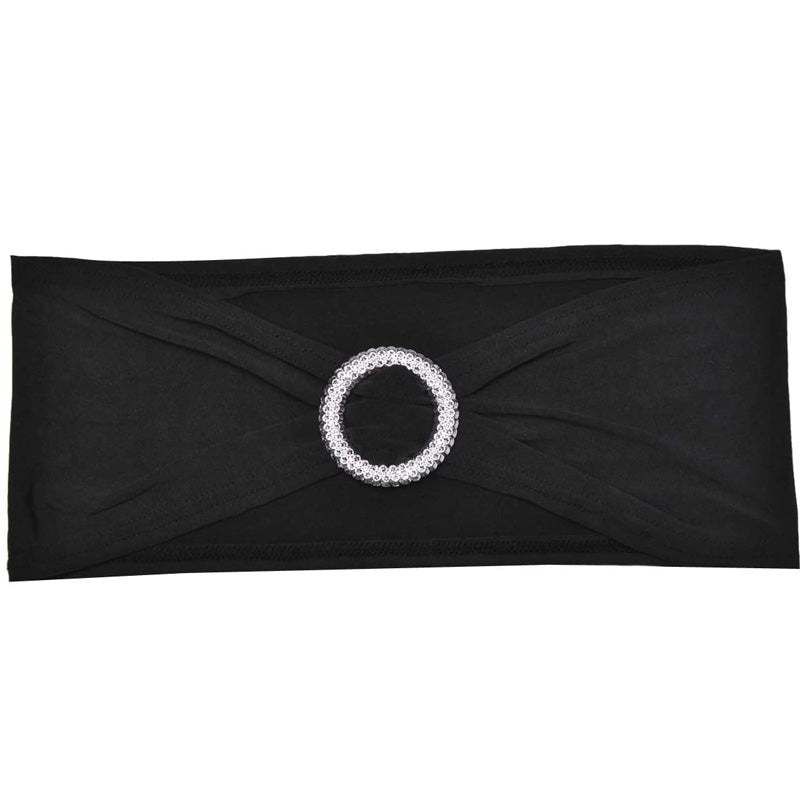 10 Packs Spandex Chair Sashes with Buckle for Wedding Party Banquet Decoration Engagement Event Birthday Graduation Meeting -Black