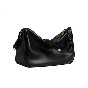 Womens Shoulder Bag Soft Leather with Adjustable Shoulder Strap-Black