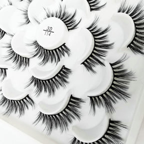 10 Pairs 3D False Eyelashes Reusable Wispy Cat Eye Natural Look Lashes-114