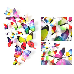 3D Vivid Butterfly Wall Stickers Fridge Magnet Decoration for Room Background-H003 Rainbow