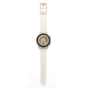 Genuine Leather Watchband Groove for Galaxy Watch 42mm/Samsung Gear S3-OffWhite