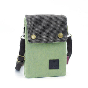 Small Crossbody Cellphone Bag with Shoulder Strap Denim Canvas Wallets-OldGreen