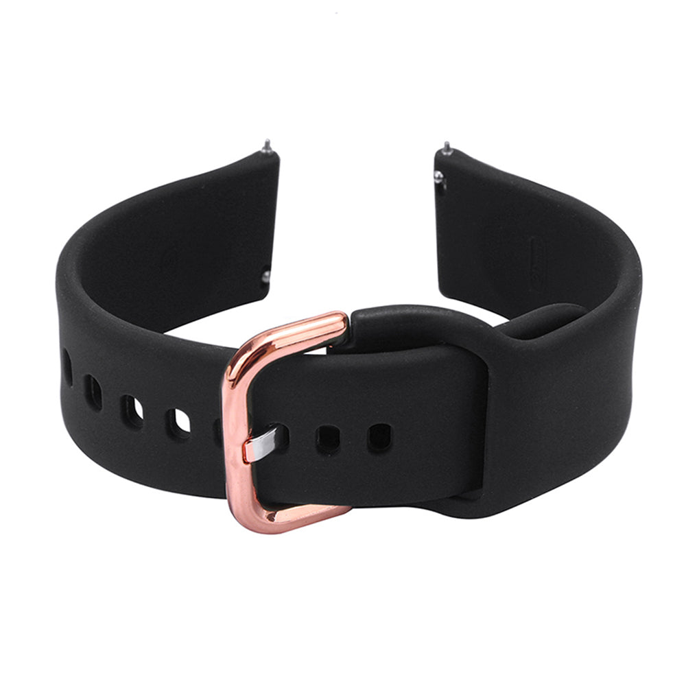 Color Silicone Watch Band Rose Gold Stainless Steel Buckle For Samsung Gear S2 Classic Samsung Galaxy Watch 42mm(Black)