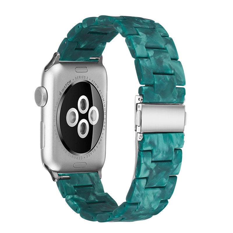 Fashion Resin iWatch Band with Stainless Steel Buckle for iWatch Series SE/6/5/4/3/2/1-MatteGreen
