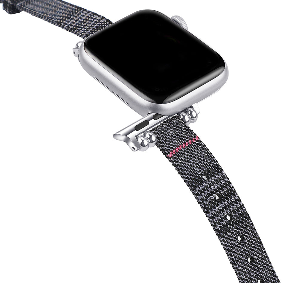 Slim Canvas Watch Band With Positioning Beads For Apple Watch SE/6/5/4/3/2/1(Dark Gray)