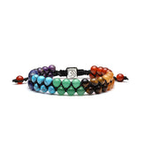 Bead Bracelet 7 Chakras Healing Crystals Bracelet Stone Beads Double Layer Bracelets-Colourful