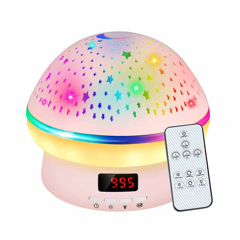 Timing Star Projector Night Light Rotating for Kids With Remote Control-Pink