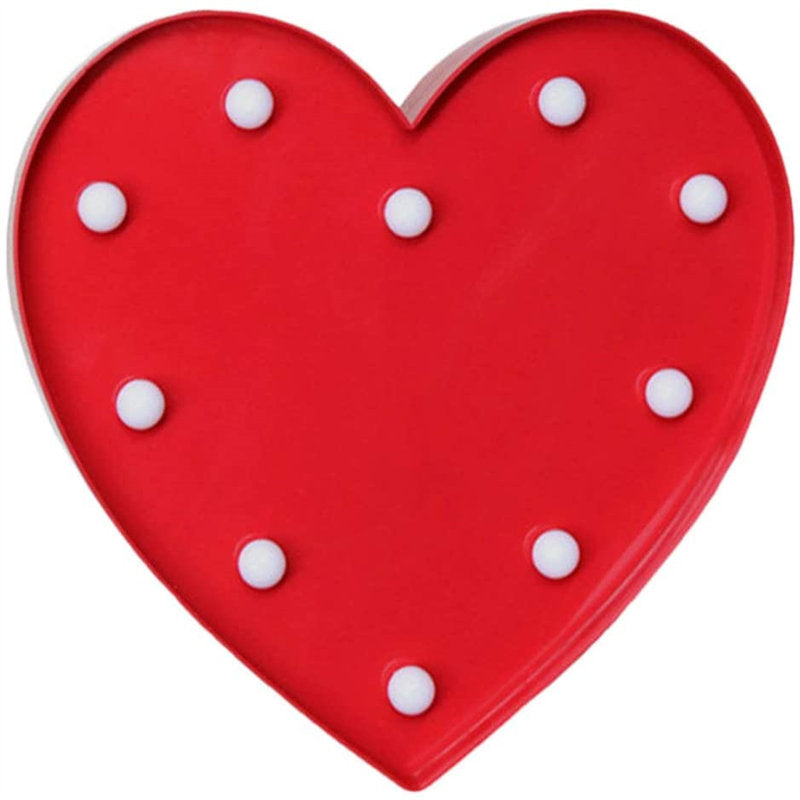 LED Marquee Lights Heart Shaped for Night Light Wedding Birthday Party Battery Powered Christmas Lamp Home Bar Decoration -Red