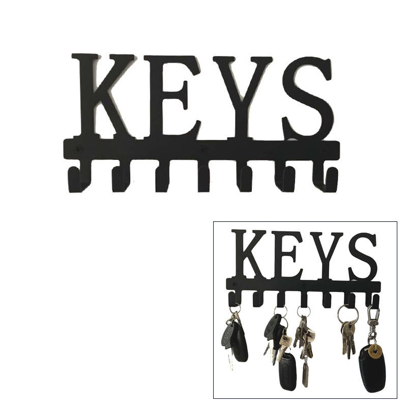 Keys Holder Hooks Organize Rack Wall Mounted -Black