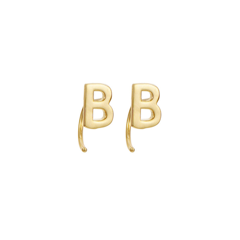 Alphabet Letter Earrings Personalized Initial Stud for Ladies Girls-B