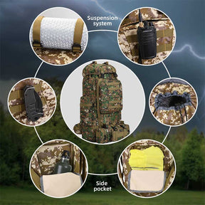 80L Waterproof 2-in-1 Detachable Backpack for Camping-Jungle Camou