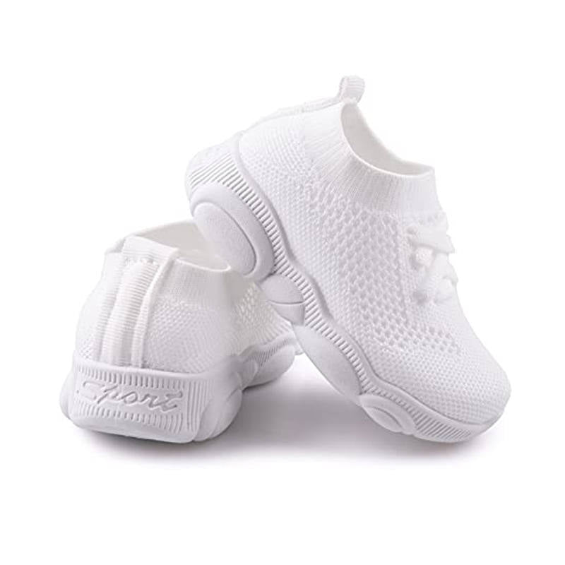 Baby First Walking Shoes Toddler Boys Girls Cotton Mesh Breathable Sneakers-White