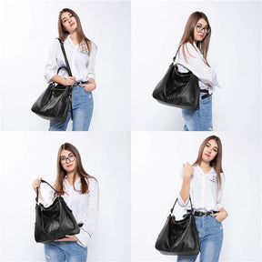 Handbags for Women Large Designer Ladies Hobo bag Bucket Purse Faux Leather-Black