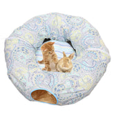 Cat Tunnel Soft Bed with Central Mat Foldable Toy-Blue