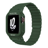 Magnetic Watch Band with Bumper Case Shockproof for Apple Watch-Green