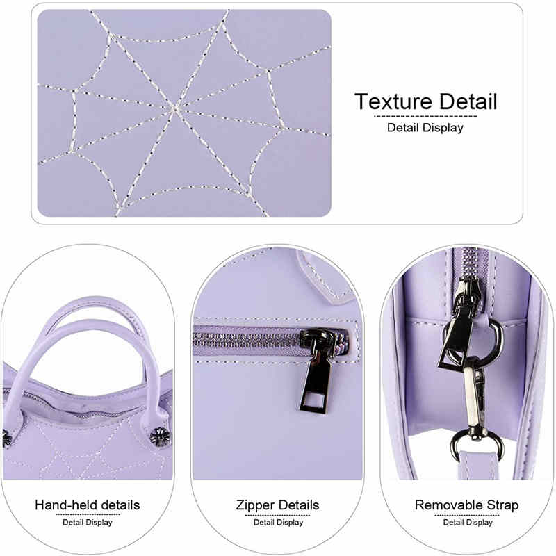 Women Novelty Bat Shoulder Bag Fashion Halloween Handbags-Purple