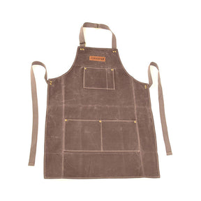 Kids Work Apron Waxed Canvas Tool Safety Smock-Brown