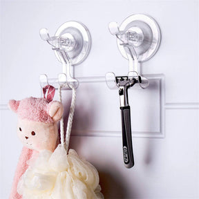 Bathroom Clear Suction Hooks Reusable Vacuum Suction Cup Hook Razor Holder Multi-Use for Home Two-Hooks