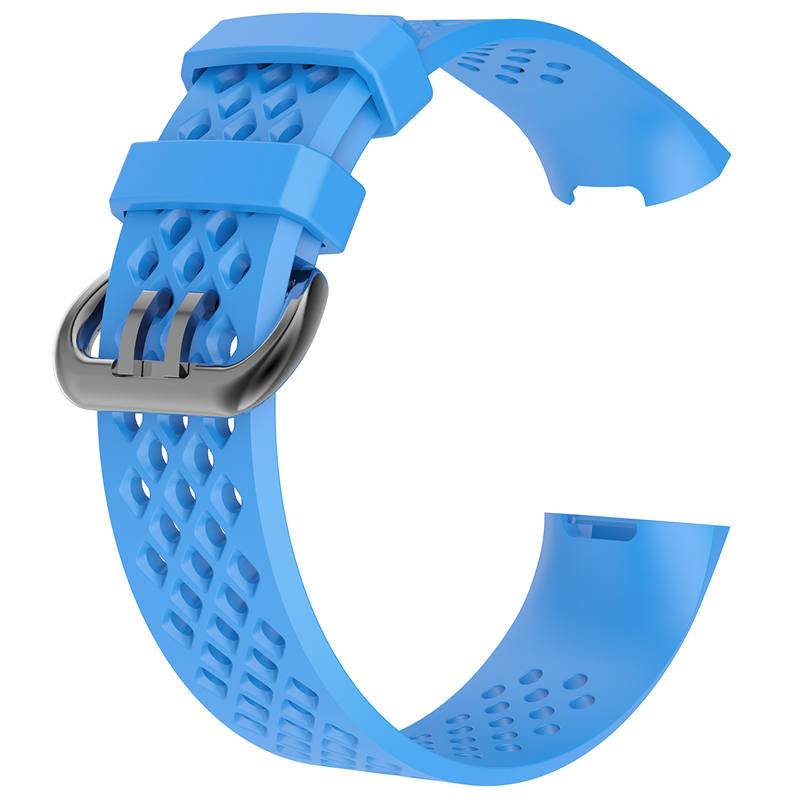 Watch Band for Fitbit Charge 3 Waterproof Band with Breathable Holes for Women Men-Sky Blue