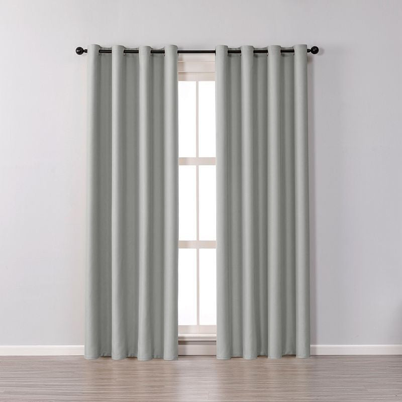 2 Panels Solid Color Blackout Curtains for Living Room-LightGrey