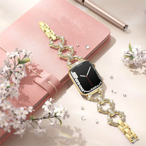 Bling Strap Full Diamonds Metal Jewelry Band for Apple Watch-Gold