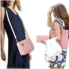 6 Pcs Women Handbag Set PU Leather Multi purpose Shoulder Bag-Pink