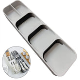 Compact Cutlery Organizer Kitchen Drawer Tray for Kitchen Drawer Holding Flatware Spoons Forks-Gray