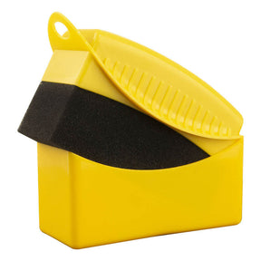 Car Tire Wipe Square Sponge with Lid Car Cleaning Tool-Yellow