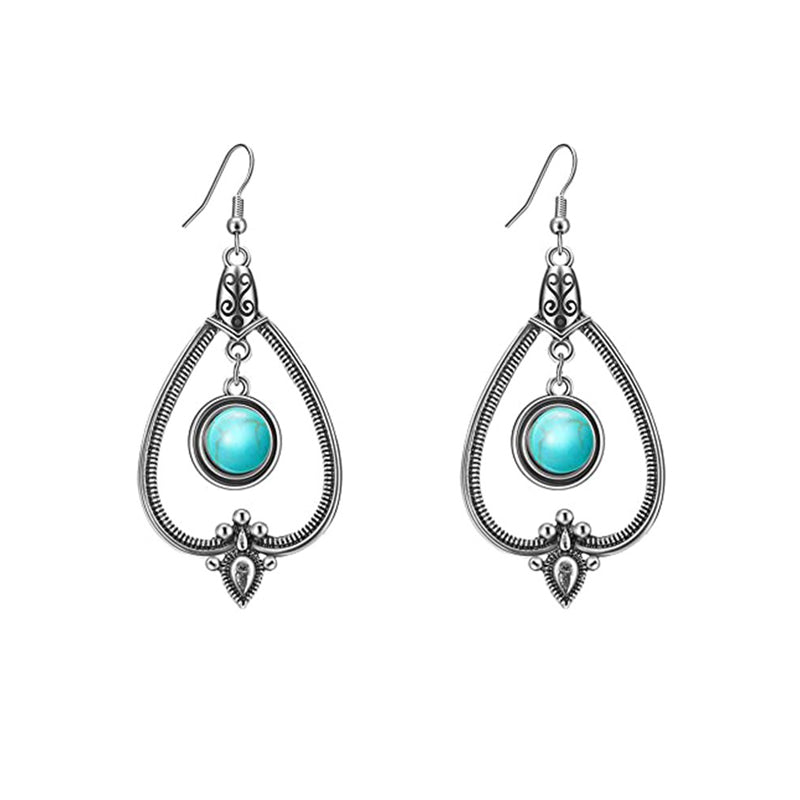 Turquoise Vintage Drop Dangle Earrings for Women-A