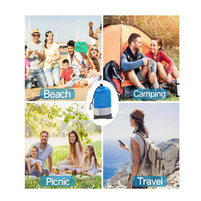 Beach Blanket Large Outdoor Nylon Picnic Mat Sandproof Waterproof-Blue White Gray