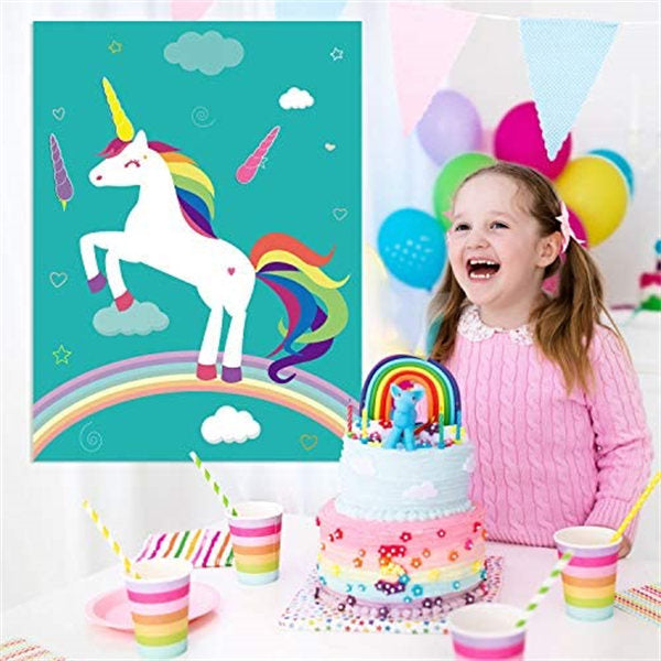 Unicorn Birthday Party Game with 35 Stickers, Children's Birthday Party Decorations