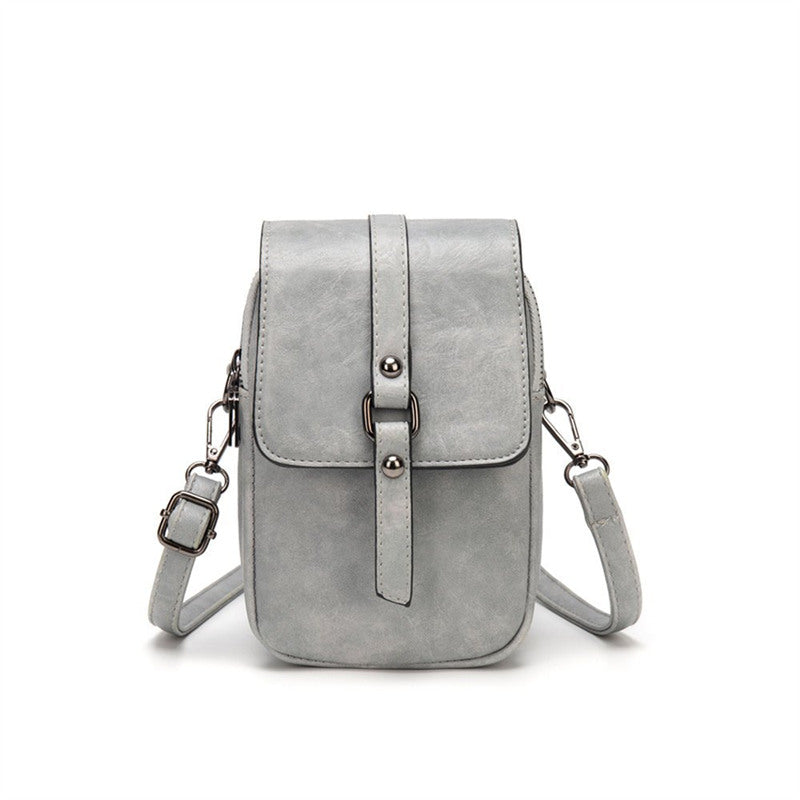 Women Vintage Crossbody Phone Bag Small Messenger Shoulder Bag-Grey